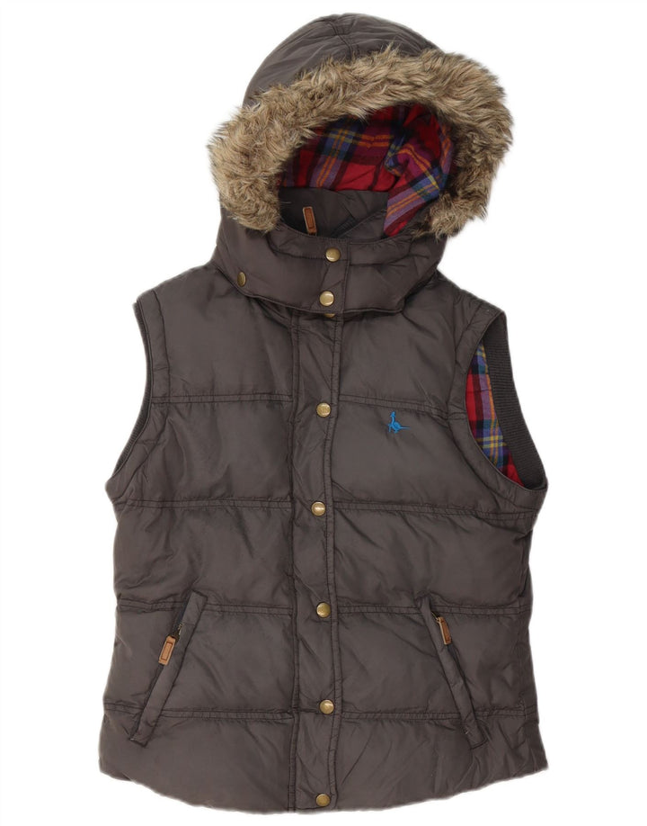 Jack Wills Dame Polstret Gilet UK 10 Small Grå Nylon