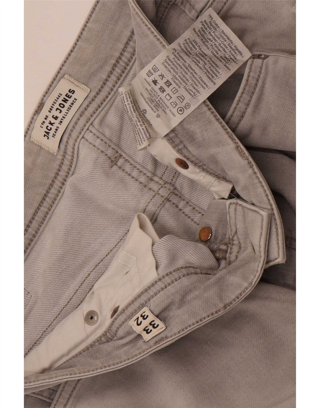 Jack & Jones Herre GLENN Slim Jeans W33 L32 Grå Bomuld