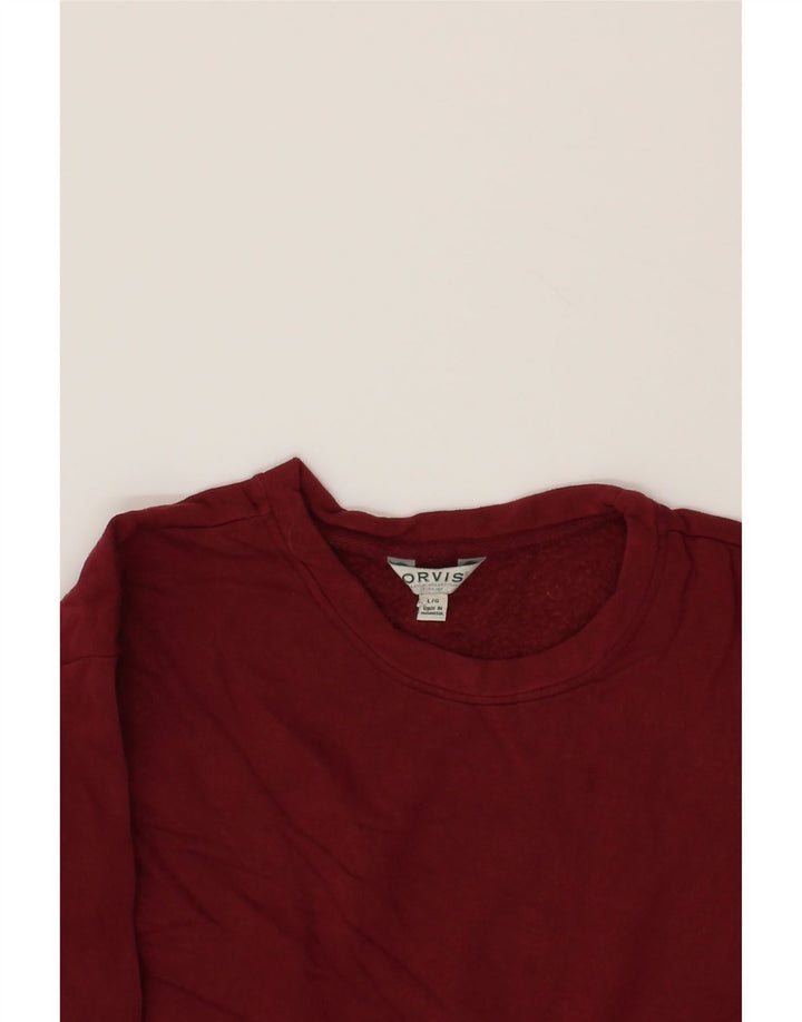 ORVIS Womens Oversized Sweatshirt Jumper UK 16 Large Maroon Modal Vintage Orvis and Second-Hand Orvis from Messina Hembry 
