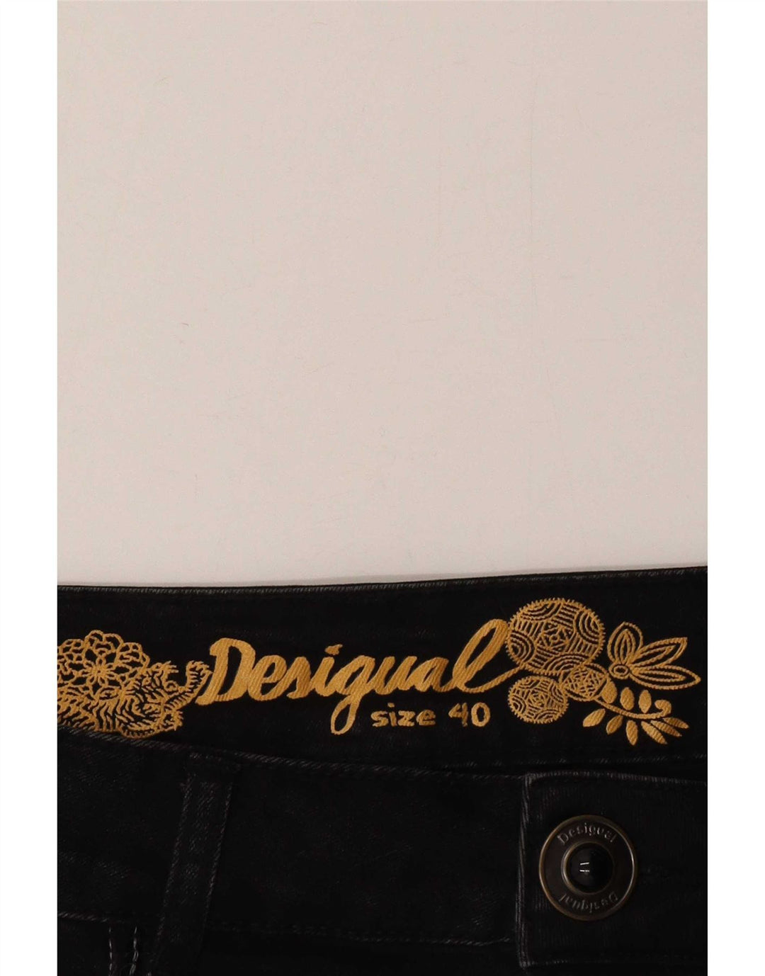 Desigual Dame Asymmetrisk Denim Nederdel EU 40 Medium W30 Grå Sildeben