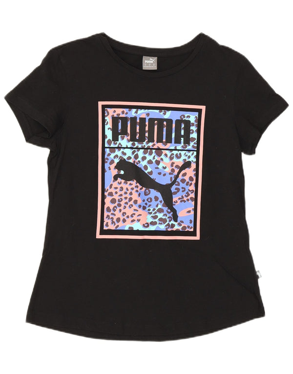 Puma Grafisk T-Shirt Top UK 12 Medium Sort Bomuld