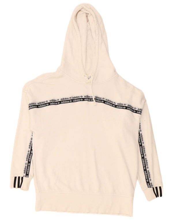 Adidas Graphic Hoodie Jumper UK 12 Medium White Colourblock