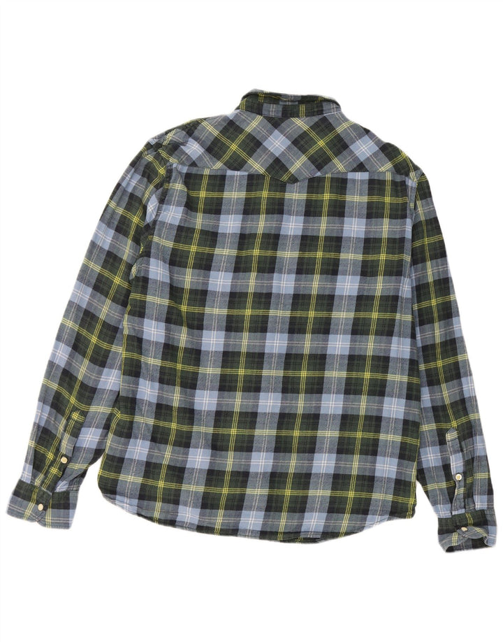 Lee Herre Slim Fit Flanellskjorte XL Blå Ternet Bomuld