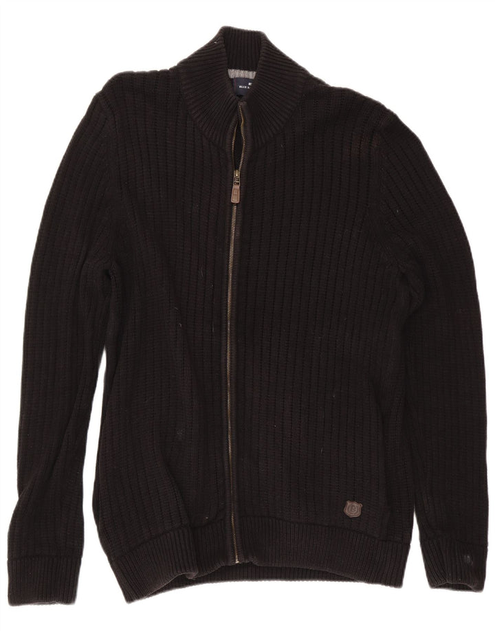 Marks & Spencer Herre Blue Harbor Cardigan Sweater Stor Sort Bomuld