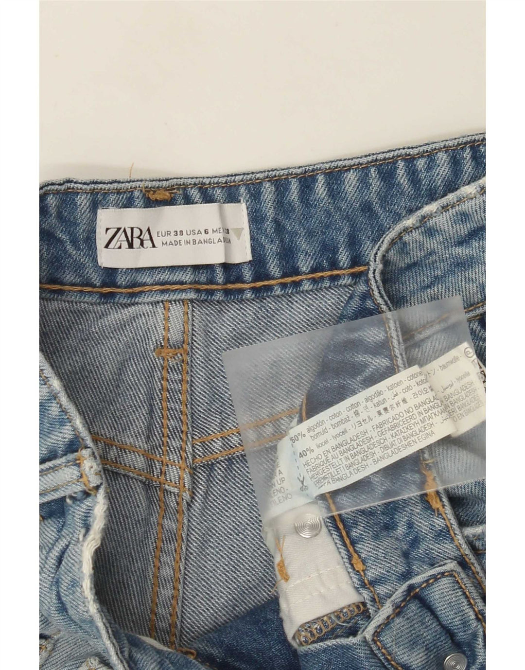 Zara Dame Denim Shorts EU 38 Small W28 Blue Cotton