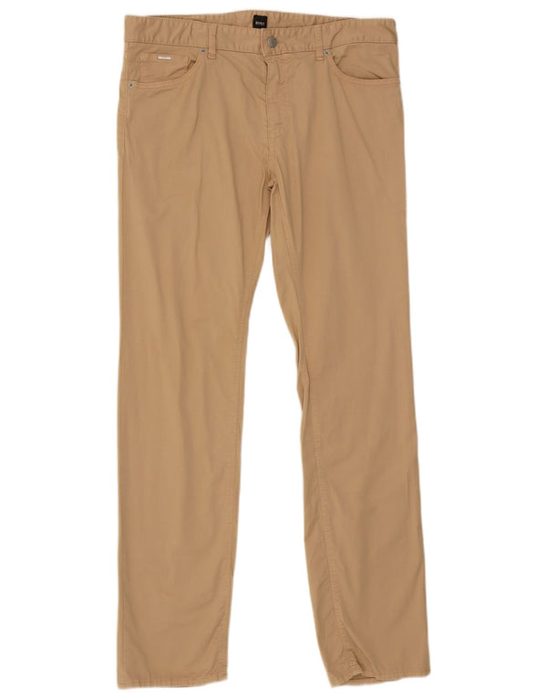 Hugo Boss Herre Slim Casual Bukser W34 L32 Beige Bomuld