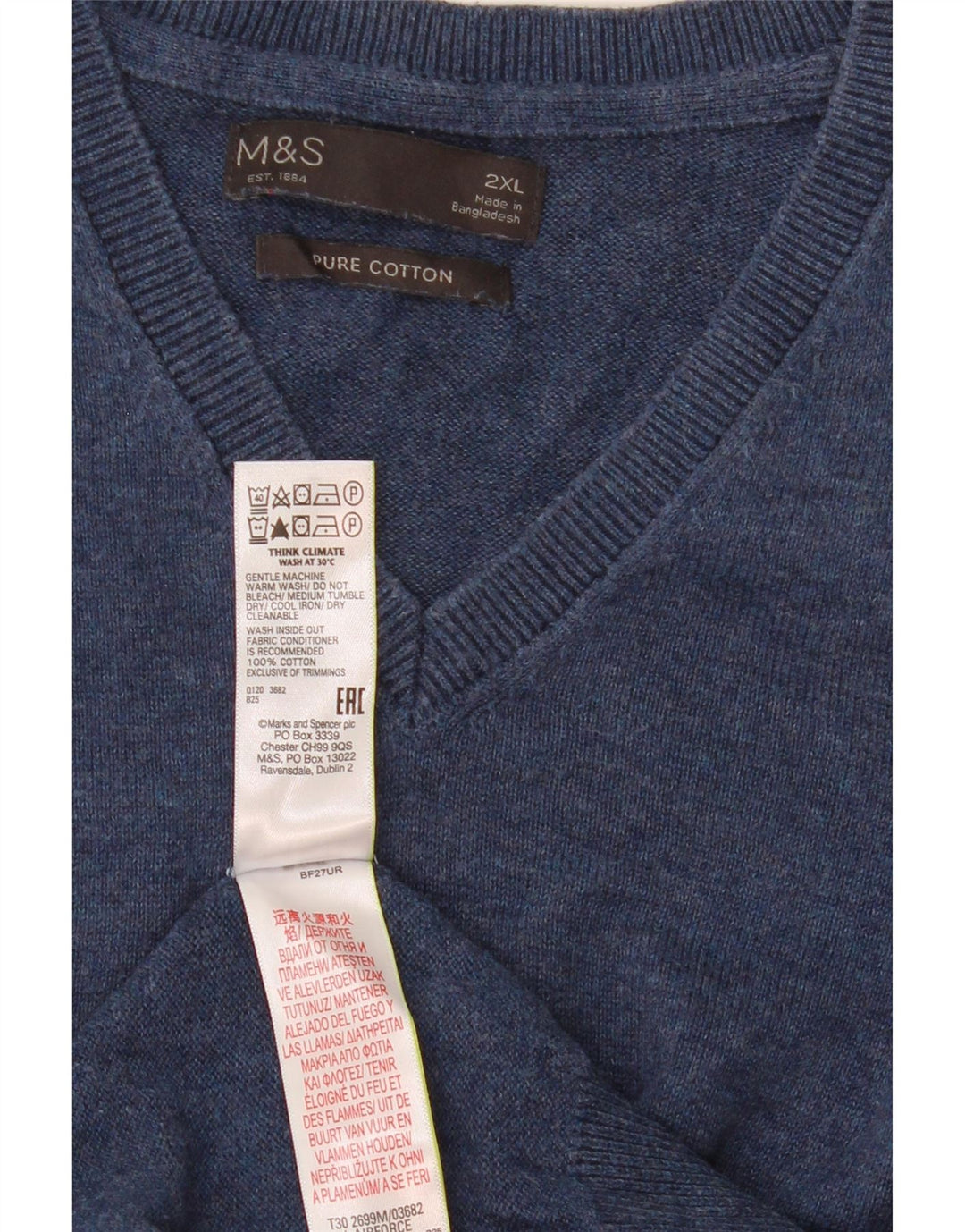 Marks & Spencer herrevest tanktop 2XL marineblå bomuld