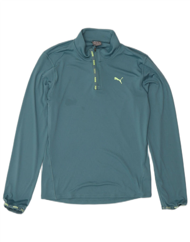 Puma Boys Zip Neck Pullover Træningsdragt Top 13-14 år Blå Polyester