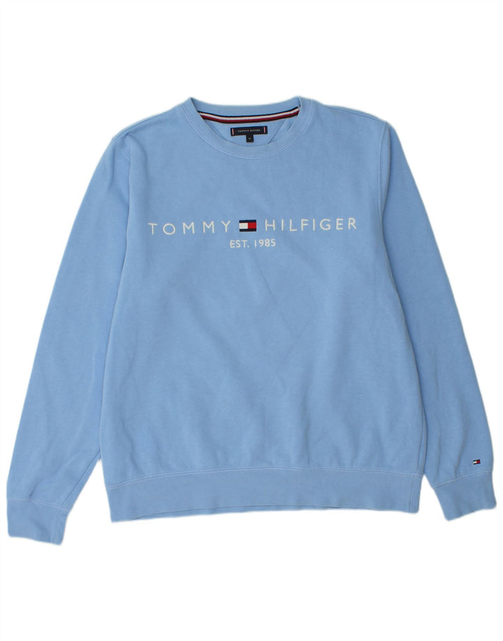 TOMMY HILFIGER Grafisk sweatshirt til mænd XL Blå bomuld
