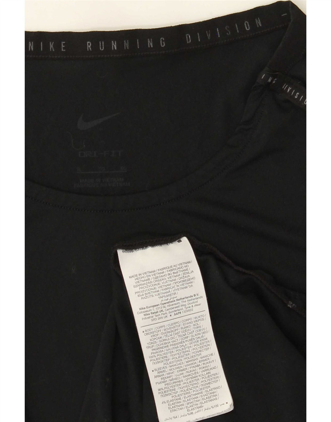 Nike herre Dri Fit T-shirt top XL sort nålestribet polyester