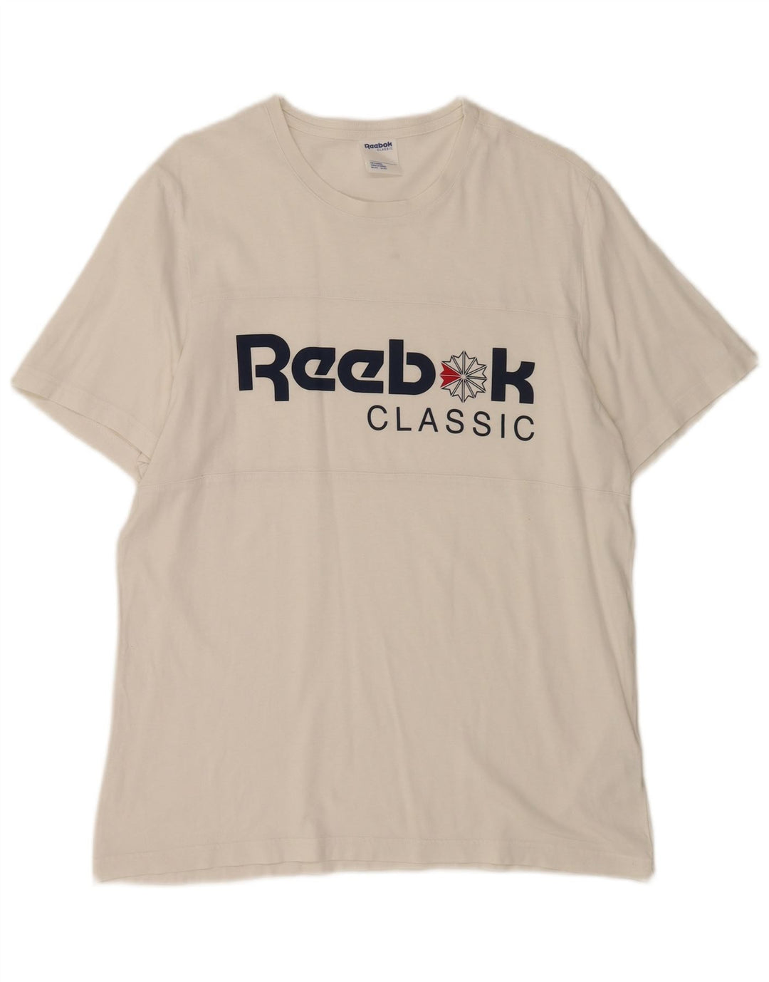Reebok Herre Klassisk Grafisk T-Shirt Top Stor Hvid Bomuld