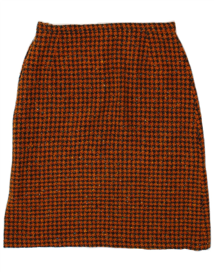 VINTAGE Womens A-Line Skirt W28 Medium Brown Houndstooth Vintage Vintage and Second-Hand Vintage from Messina Hembry 