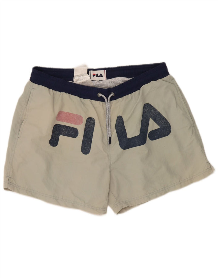 Fila Herre grafiske sportsshorts Large Grå Colourblock Polyester