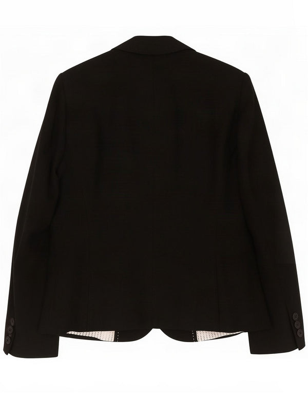 Marks & Spencer Dame 3 Button Blazer Jacket UK 12 Medium Black Linen