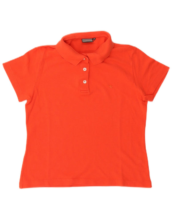 Diadora Dame Polo Shirt UK 14 Medium Orange Bomuld