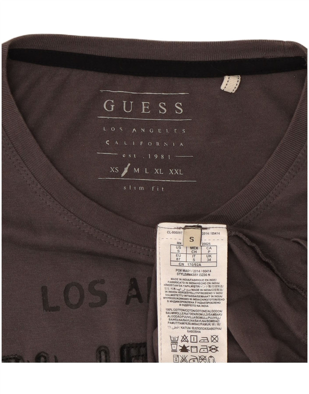 Guess Herre grafisk T-shirt Langærmet lille grå bomuld