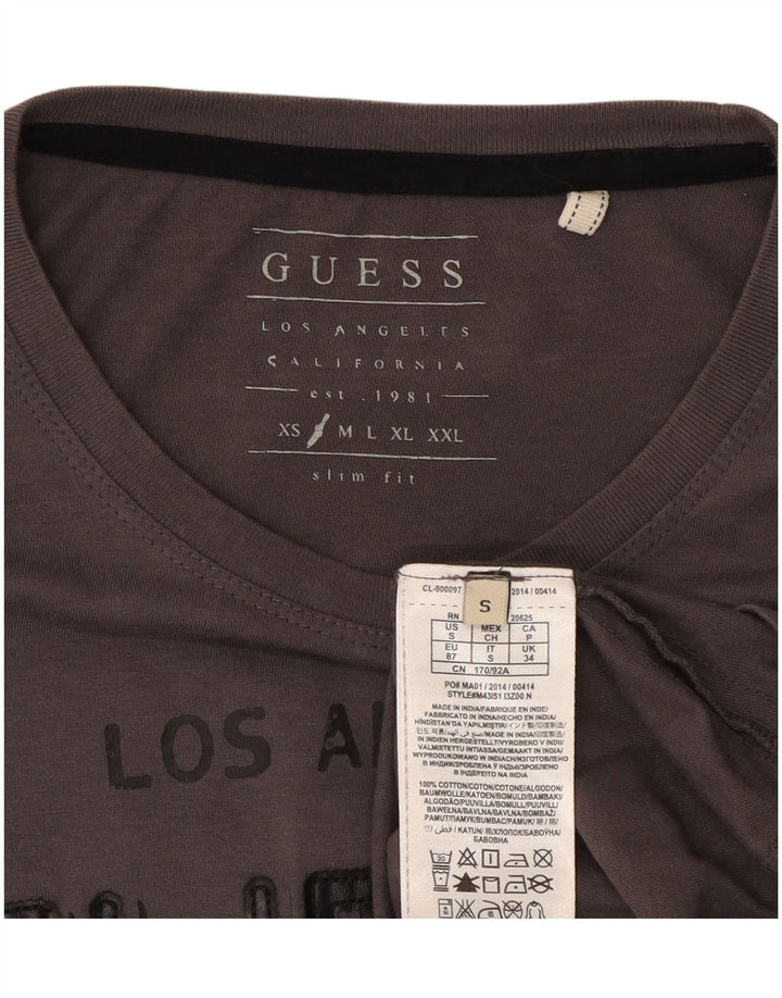 Guess Herre grafisk T-shirt Langærmet lille grå bomuld
