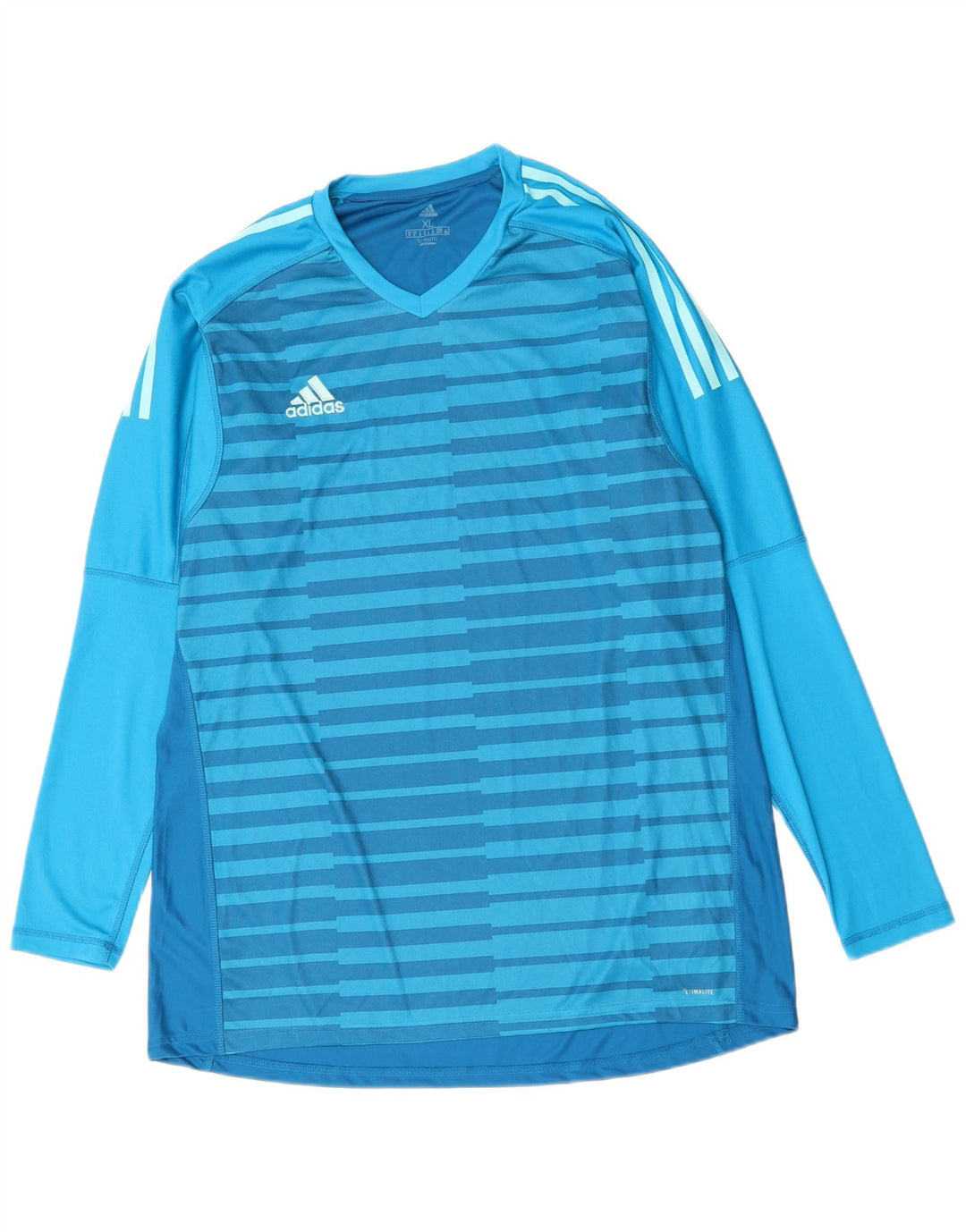 ADIDAS Herre Climalite T-Shirt Top XL Blå Stribet Polyester