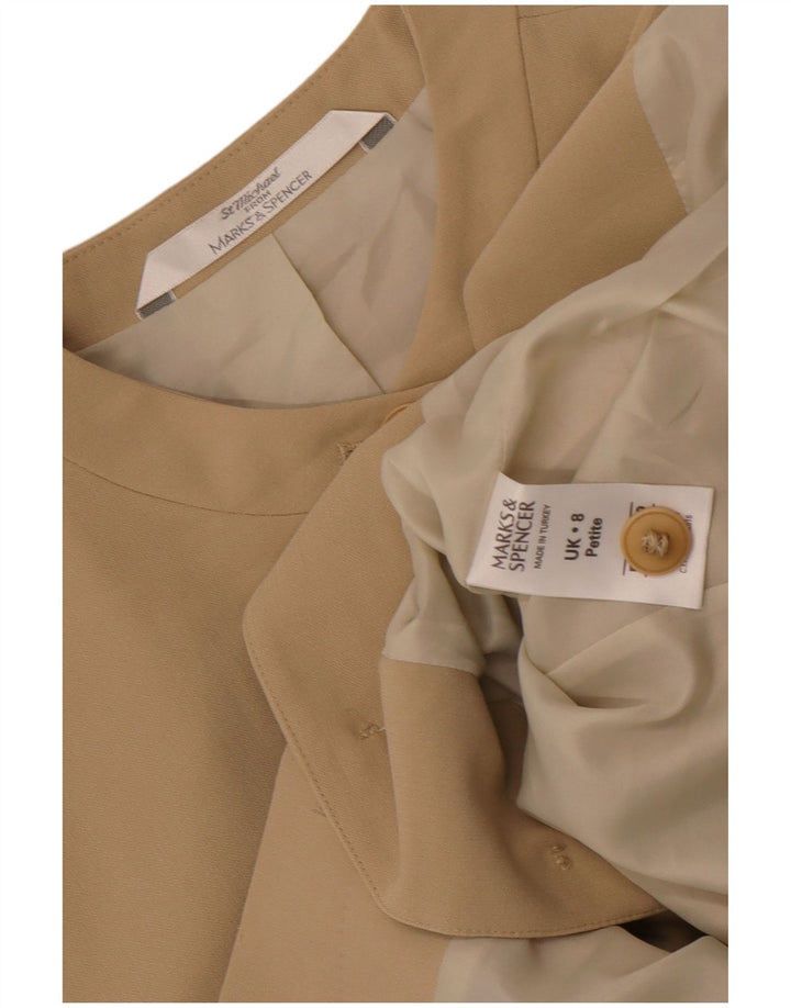 Marks & Spencer Dame Longline Blazer Jacket UK 8 Small Beige Polyester