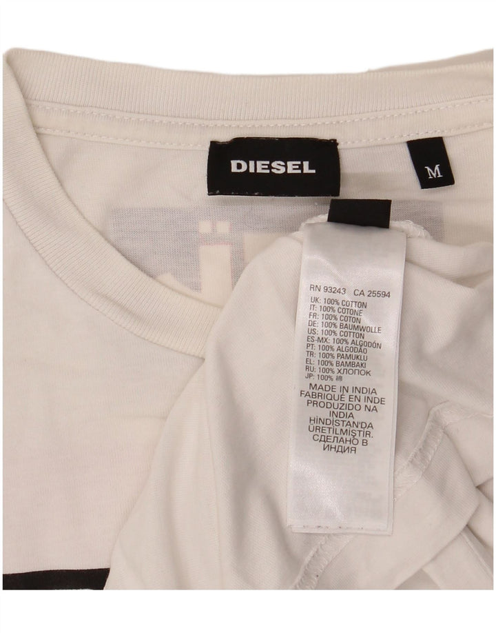 Diesel Herre grafisk T-shirt Top Medium Hvid Bomuld