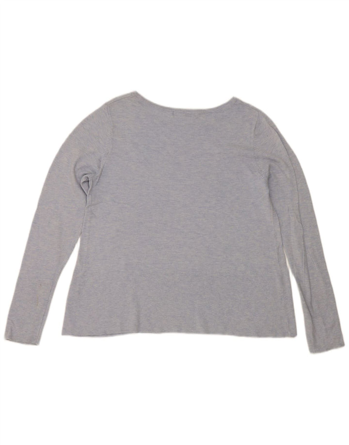 Marks & Spencer Dametop Langærmet UK 12 Medium Blue Cotton