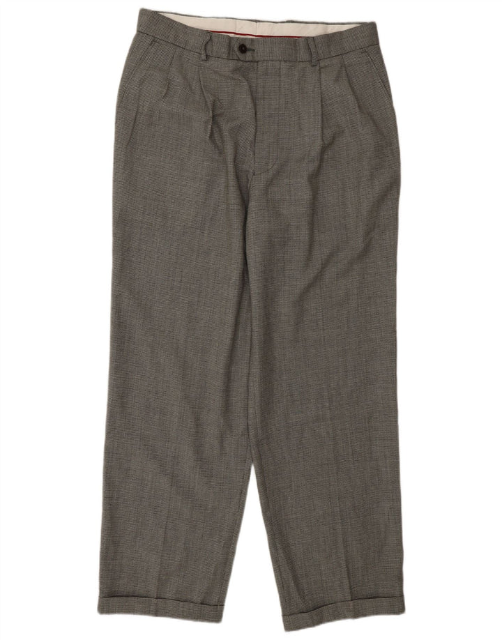 Marks & Spencer Herre Pegged Casual Bukser W34 L31 Sort Houndstooth Uld