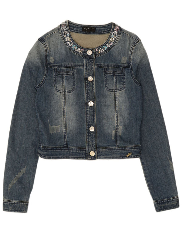 Simona Barbieri piger Twin-Set Crop denimjakke 13-14 år blå bomuld