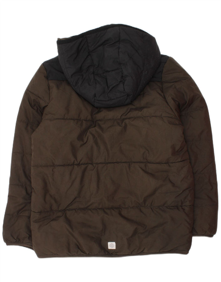 Adidas drenge hættepolstret jakke 9-10 år Khaki Colourblock Polyester