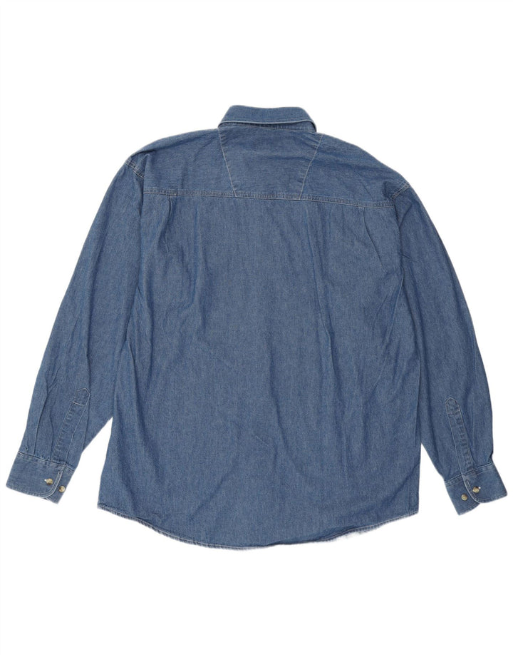 VINTAGE Denimskjorte til mænd Størrelse 43/44 XL Blå Bomuld