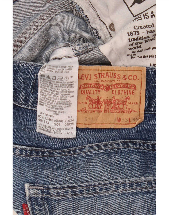 Levi's Herre 511 Distressed Slim Jeans W33 L34 Blå Bomuld
