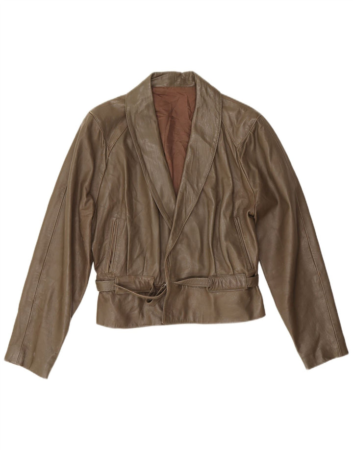 Vintage dame læderjakke UK 14 Medium Khaki