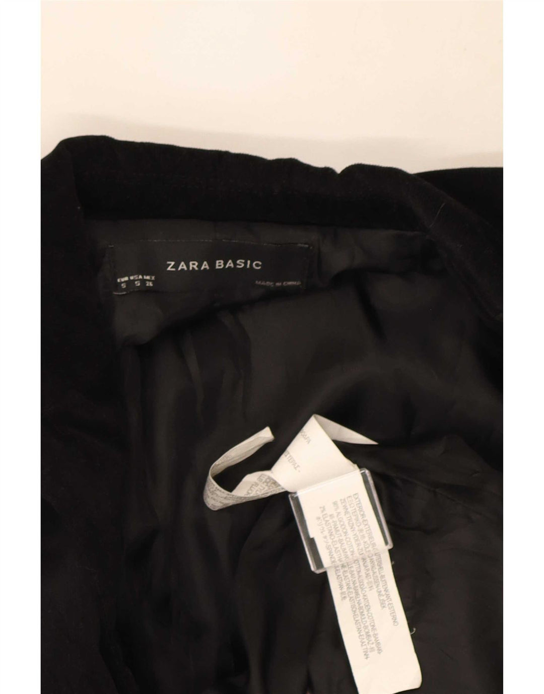 Zara Dame 1 Knap Velvet Blazer Jacket UK 10 Small Black Bomuld