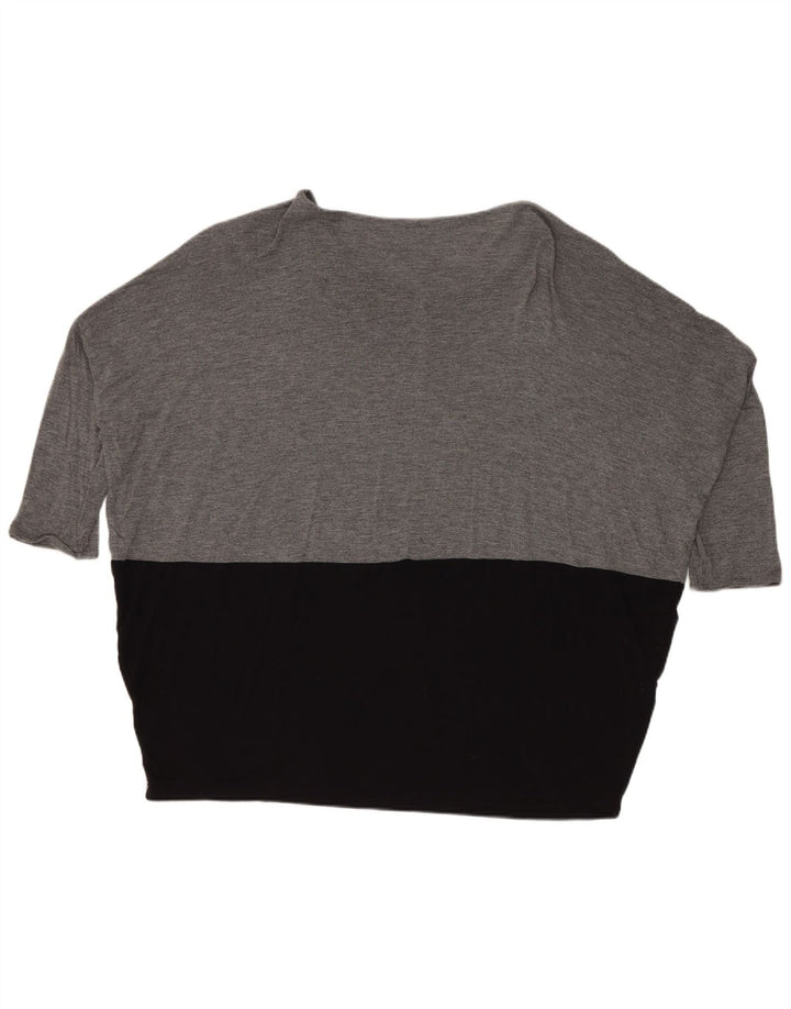 Zara Dame Oversized Top 3/4 ærmer UK 14 Medium Grey Colourblock