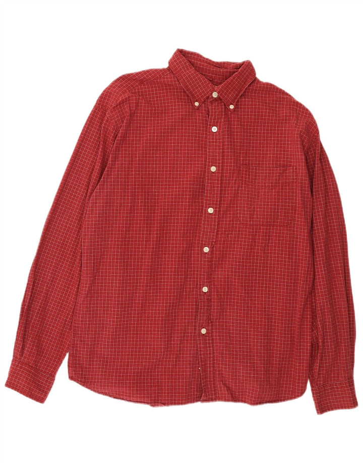J. CREW Flanelskjorte til mænd Medium Bourgogne ternet bomuld