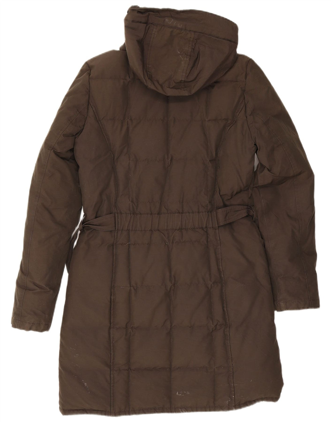 Woolrich Dame Hætte Polstret Frakke UK 12 Medium Khaki Bomuld