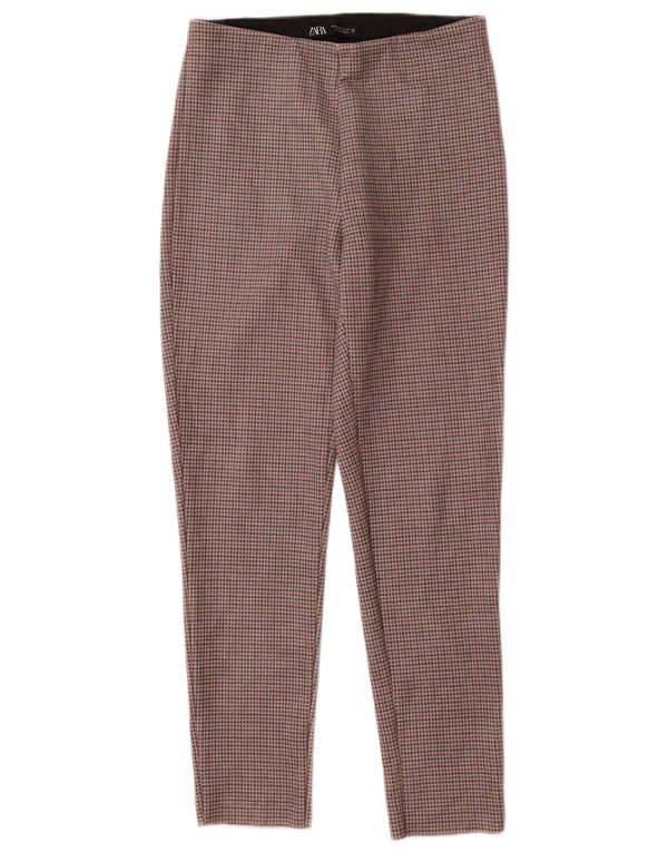 Zara Dame Skinny Casual Bukser Medium W28 L27 Brown Houndstooth