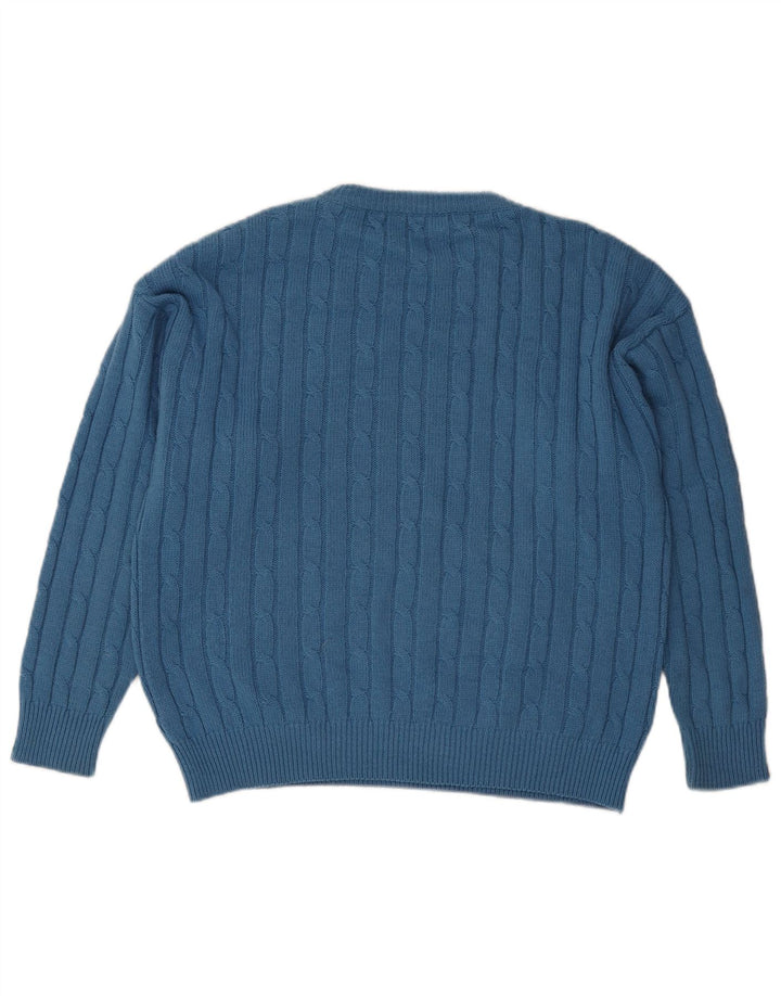 Vintage herre rund hals sweater stor blå