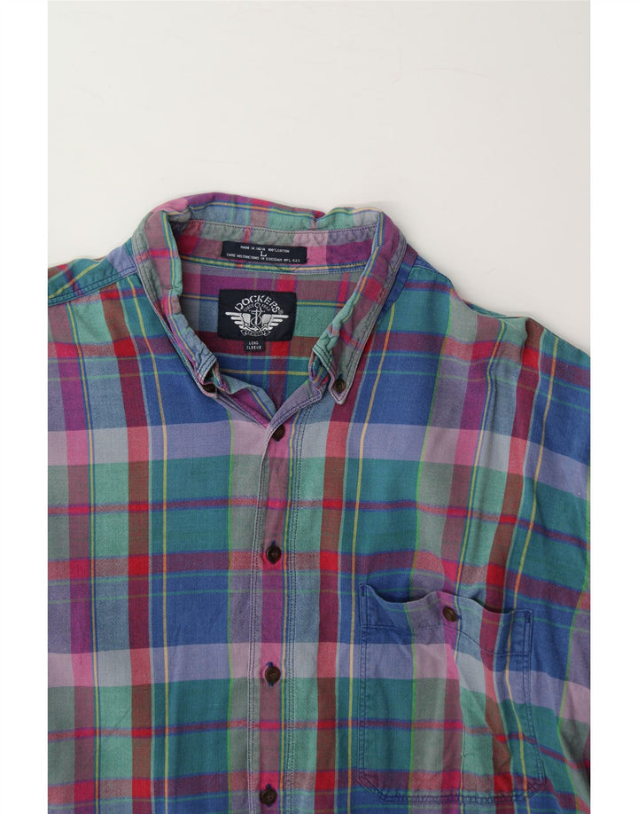 DOCKERS Mens Shirt Large Blue Check Cotton Vintage Dockers and Second-Hand Dockers from Messina Hembry 