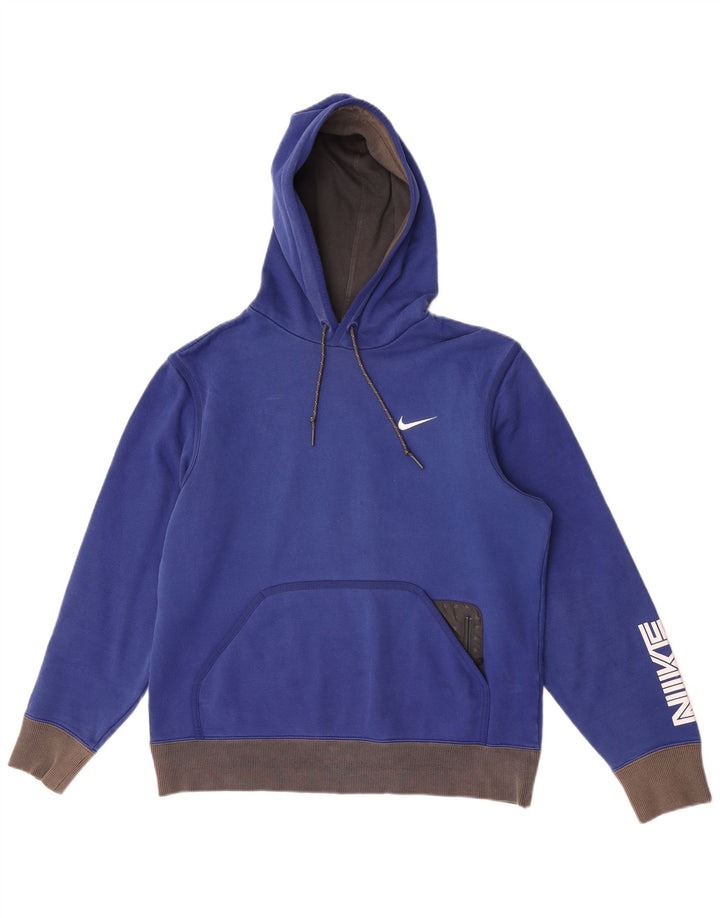 Nike Herre grafisk hættetrøje Jumper Medium Blue Colourblock Bomuld