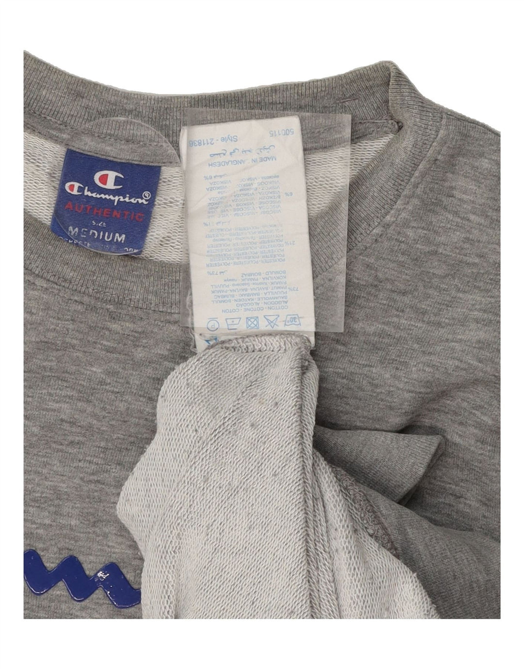 CHAMPION Mens Graphic Sweatshirt Jumper Medium Grey Cotton Vintage Champion and Second-Hand Champion from Messina Hembry 