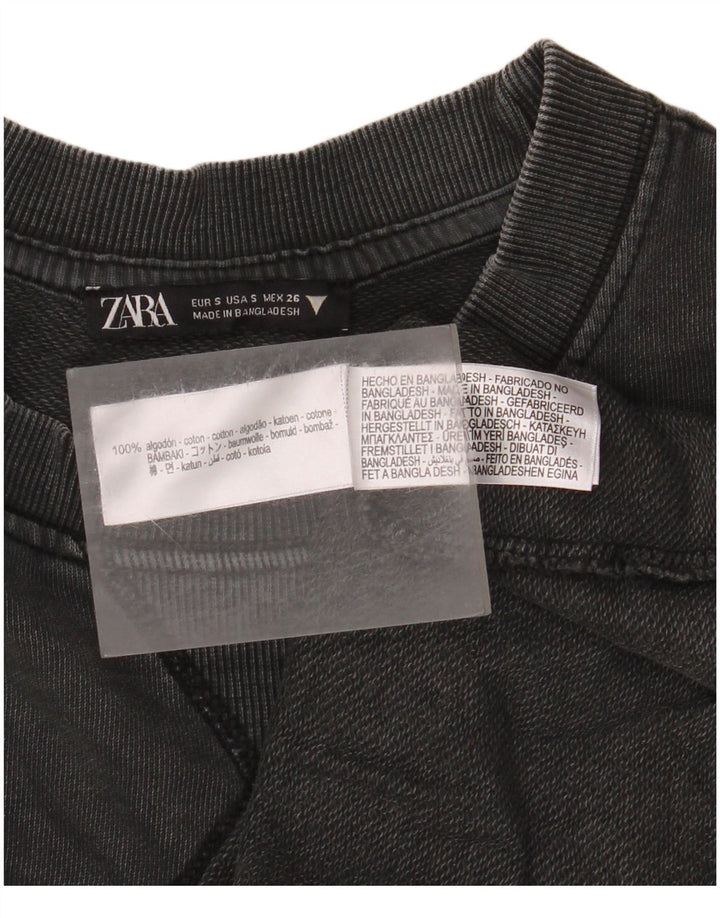 Zara Dame Oversized T-Shirt Top UK 10 Lille Grå Bomuld