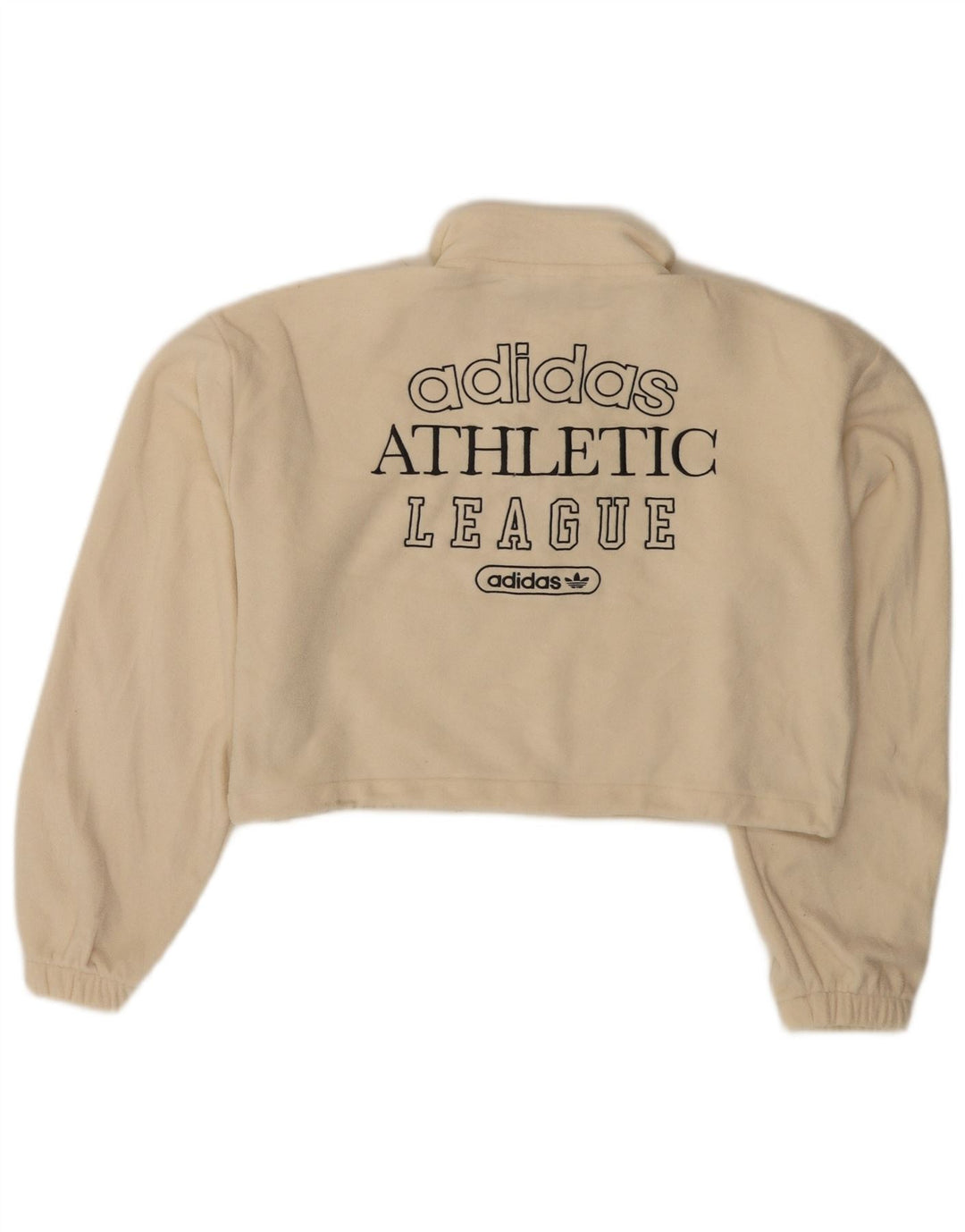 ADIDAS Dame Oversized grafisk lynlås-neck Fleece Jumper UK 10 Small Beige