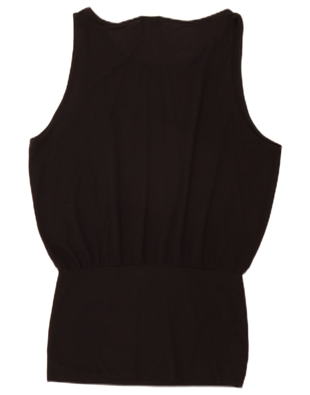 Benetton Dame ærmeløs bluse Top UK 14 Medium Sort Polyamid