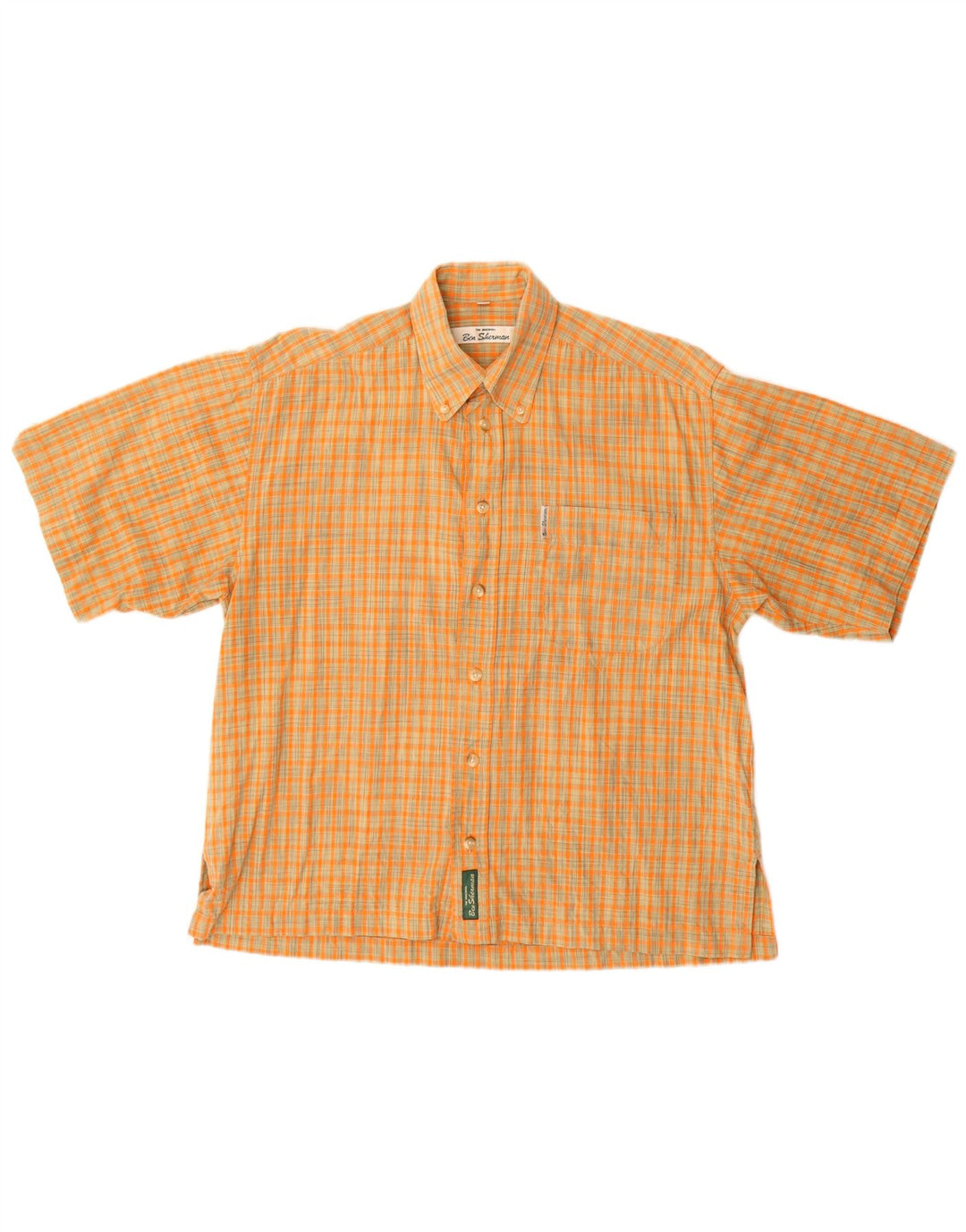 BEN SHERMAN Kortærmet herreskjorte Medium orange ternet