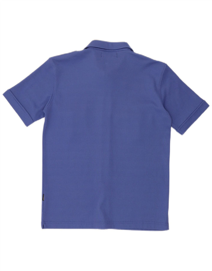 Vintage kortærmet militærskjorte til mænd mellemblå polyester