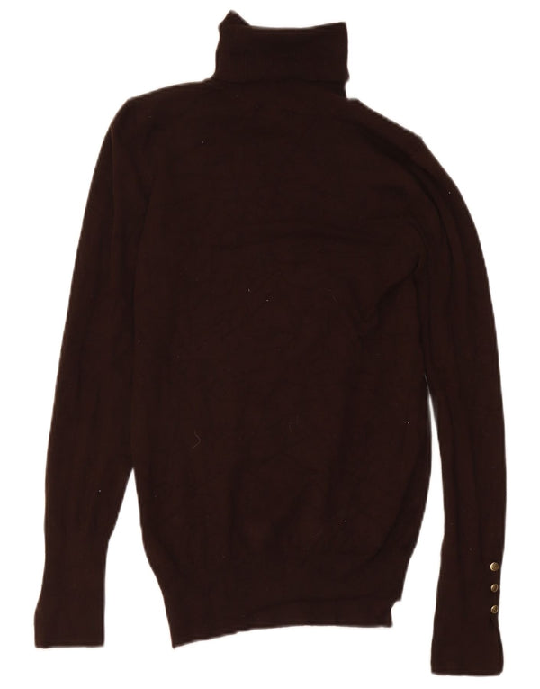 Zara Dame Rullehals Sweater UK 12 Medium Brun Viscose