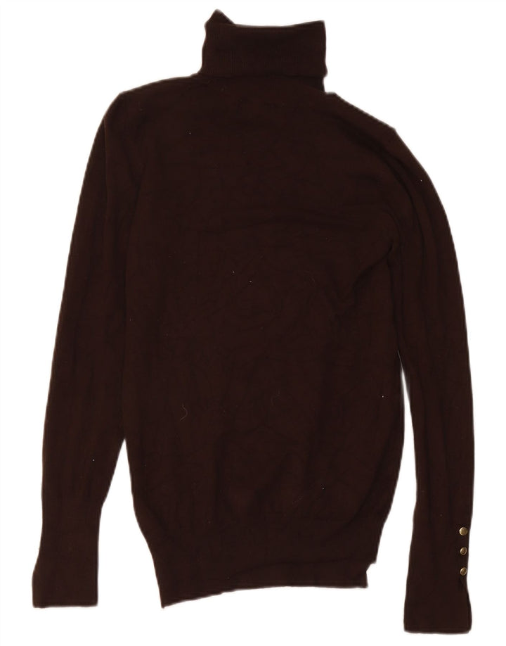 Zara Dame Rullehals Sweater UK 12 Medium Brun Viscose