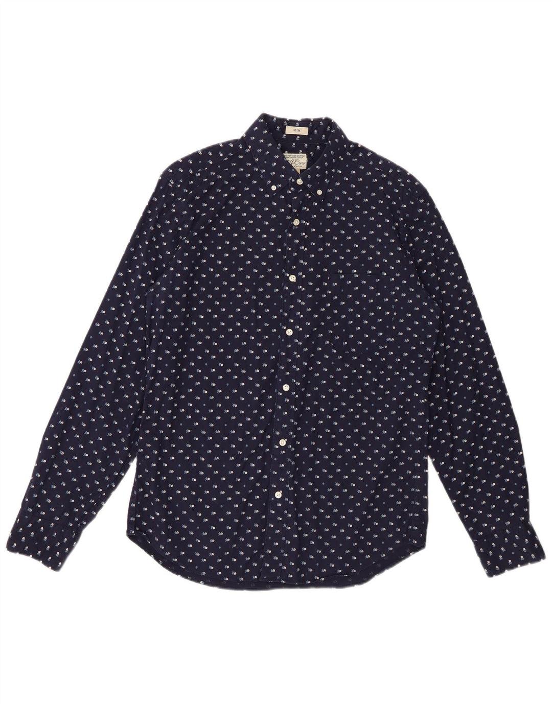 J. Crew Herre Slim Shirt Medium Marineblå Blomsterbomuld