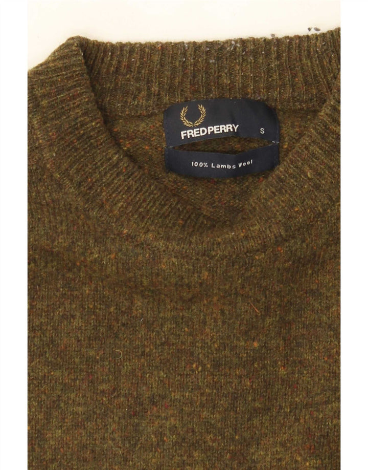 Fred Perry Herre trøjetrøje med rund hals, lille Khaki Flecked lammeuld
