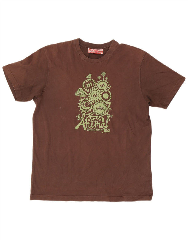 Animal Herre Grafisk T-Shirt Top Stor Brun Bomuld